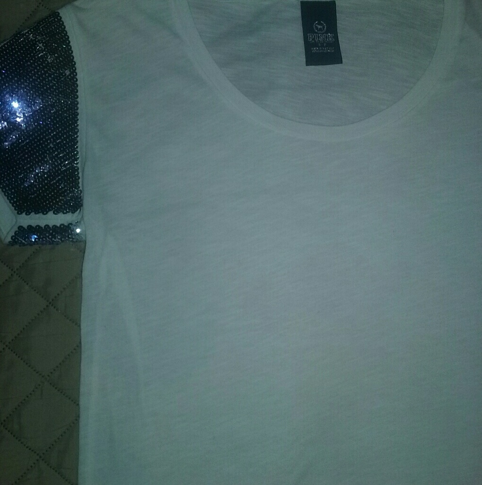 Victoria Secret S/P Blue/Silver Sequin Sleeve  Tee